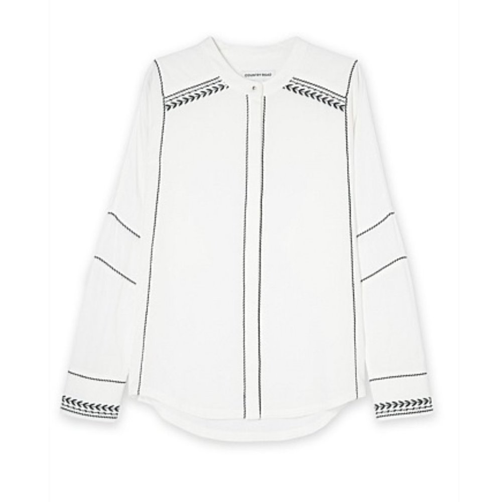 COUNTRY ROAD White Embroidered Panel Office Blouse Shirt RRP$179 - Picture 6 of 12